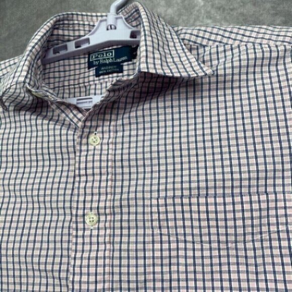 Polo Ralph Lauren Shirt Mens 15.5 34/35 Plaid Cotton Andrew Button-Up Collar - Picture 6 of 10
